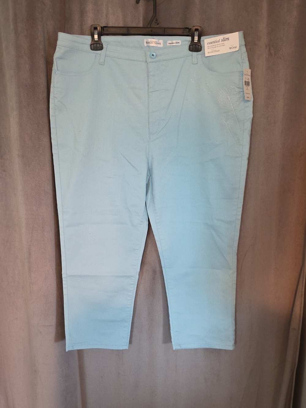 NWT Size 18 Northern Reflections Light Blue Cropped Slim Pants
